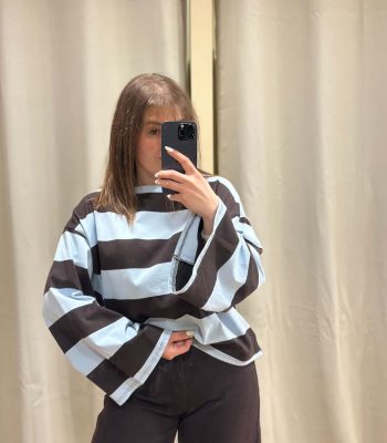 T-shirt oversize rayé CANDICE ciel