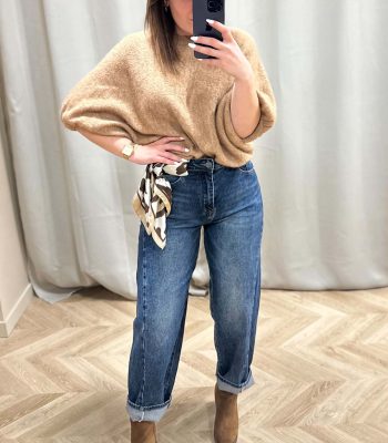 Pull à manches bouffantes EVER camel