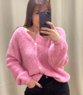 Gilet côtelé MATHILDE rose